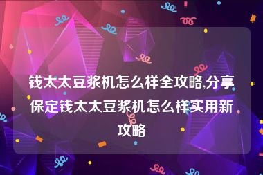 钱太太豆浆机怎么样全攻略,分享保定钱太太豆浆机怎么样实用新攻略