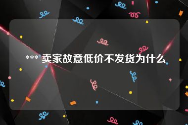  *** 卖家故意低价不发货为什么