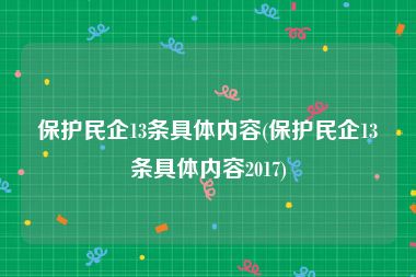 保护民企13条具体内容(保护民企13条具体内容2017)