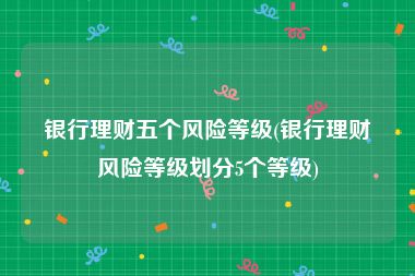 银行理财五个风险等级(银行理财风险等级划分5个等级)