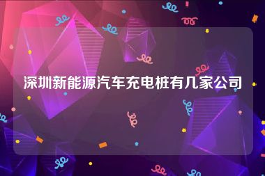 深圳新能源汽车充电桩有几家公司