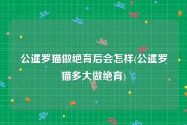 公暹罗猫做绝育后会怎样(公暹罗猫多大做绝育)