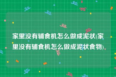 家里没有辅食机怎么做成泥状(家里没有辅食机怎么做成泥状食物)