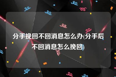 分手挽回不回消息怎么办(分手后不回消息怎么挽回)