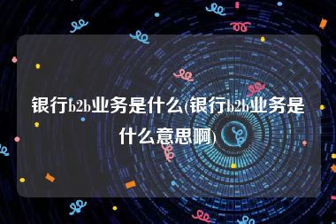 银行b2b业务是什么(银行b2b业务是什么意思啊)