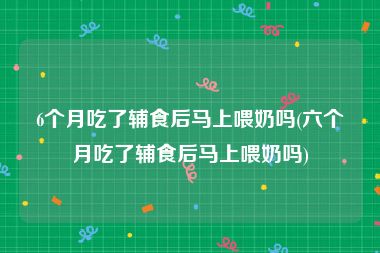 6个月吃了辅食后马上喂奶吗(六个月吃了辅食后马上喂奶吗)