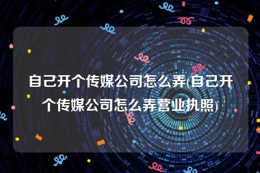 自己开个传媒公司怎么弄(自己开个传媒公司怎么弄营业执照)