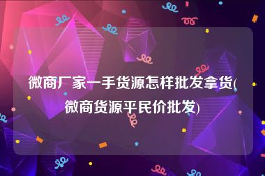 微商厂家一手货源怎样批发拿货(微商货源平民价批发)