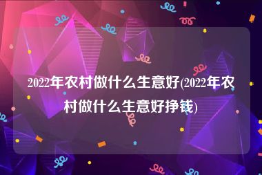 2022年农村做什么生意好(2022年农村做什么生意好挣钱)