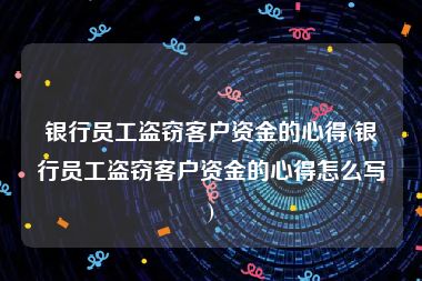 银行员工盗窃客户资金的心得(银行员工盗窃客户资金的心得怎么写)