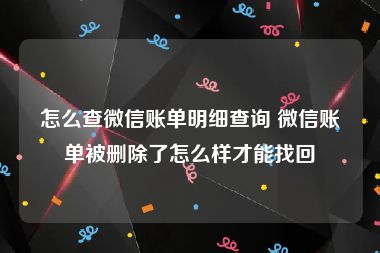 怎么查微信账单明细查询 微信账单被删除了怎么样才能找回