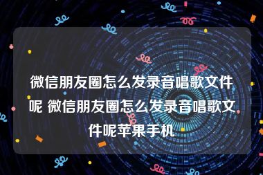 微信朋友圈怎么发录音唱歌文件呢 微信朋友圈怎么发录音唱歌文件呢苹果手机