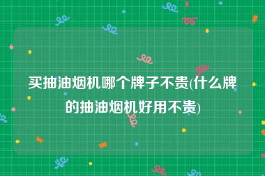 买抽油烟机哪个牌子不贵(什么牌的抽油烟机好用不贵)