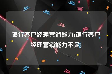 银行客户经理营销能力(银行客户经理营销能力不足)