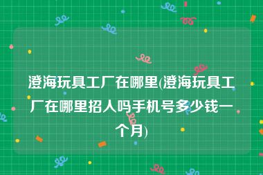 澄海玩具工厂在哪里(澄海玩具工厂在哪里招人吗手机号多少钱一个月)