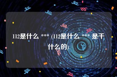 112是什么 *** (112是什么 *** 是干什么的)