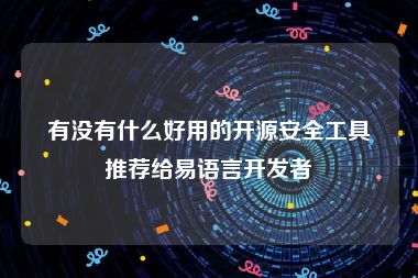 有没有什么好用的开源安全工具推荐给易语言开发者