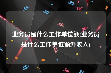 业务员是什么工作单位额(业务员是什么工作单位额外收入)