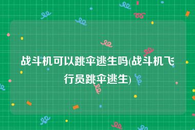 战斗机可以跳伞逃生吗(战斗机飞行员跳伞逃生)