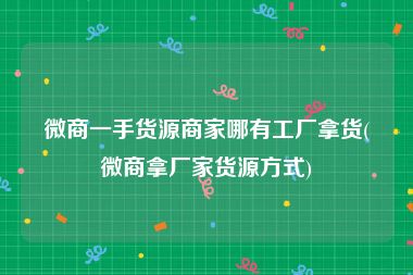 微商一手货源商家哪有工厂拿货(微商拿厂家货源方式)