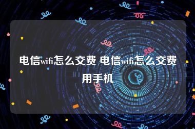 电信wifi怎么交费 电信wifi怎么交费用手机