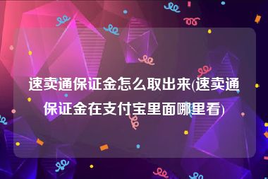 速卖通保证金怎么取出来(速卖通保证金在支付宝里面哪里看)