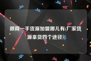 微商一手货源加盟哪儿有(厂家货源拿货四个途径)