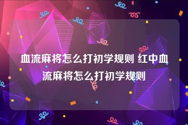 血流麻将怎么打初学规则 红中血流麻将怎么打初学规则