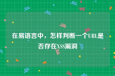 在易语言中，怎样判断一个URL是否存在XSS漏洞