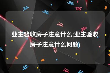 业主验收房子注意什么(业主验收房子注意什么问题)