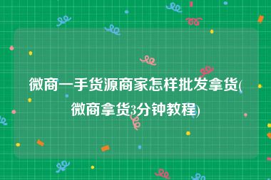 微商一手货源商家怎样批发拿货(微商拿货3分钟教程)