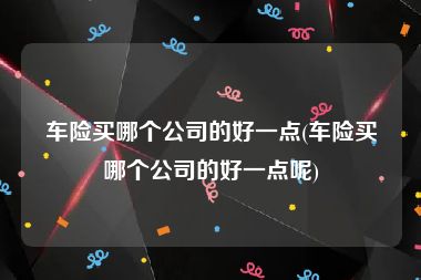 车险买哪个公司的好一点(车险买哪个公司的好一点呢)