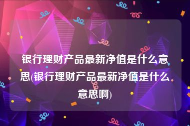 银行理财产品最新净值是什么意思(银行理财产品最新净值是什么意思啊)