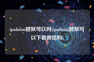 ipadmini越狱可以吗(ipadmini越狱可以下载微信吗)