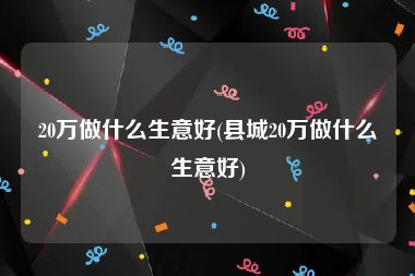 20万做什么生意好(县城20万做什么生意好)