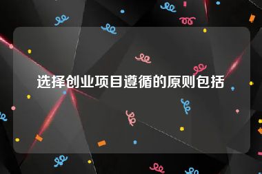 选择创业项目遵循的原则包括