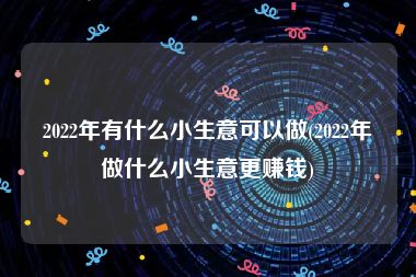 2022年有什么小生意可以做(2022年做什么小生意更赚钱)