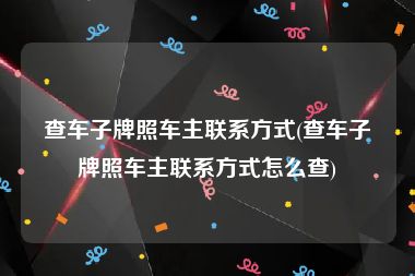 查车子牌照车主联系方式(查车子牌照车主联系方式怎么查)