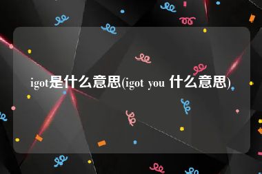 igot是什么意思(igot you 什么意思)