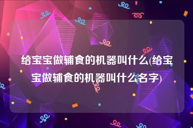 给宝宝做辅食的机器叫什么(给宝宝做辅食的机器叫什么名字)