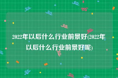 2022年以后什么行业前景好(2022年以后什么行业前景好呢)