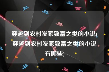 穿越到农村发家致富之类的小说(穿越到农村发家致富之类的小说有哪些)