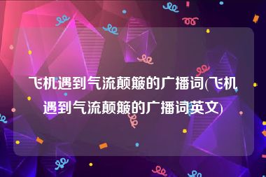 飞机遇到气流颠簸的广播词(飞机遇到气流颠簸的广播词英文)