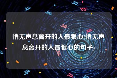 悄无声息离开的人最狠心(悄无声息离开的人最狠心的句子)