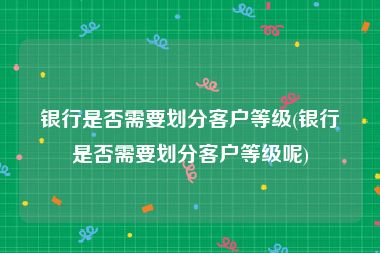 银行是否需要划分客户等级(银行是否需要划分客户等级呢)