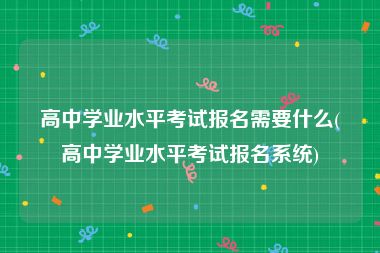 高中学业水平考试报名需要什么(高中学业水平考试报名系统)