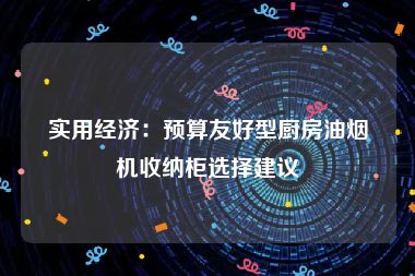 实用经济：预算友好型厨房油烟机收纳柜选择建议