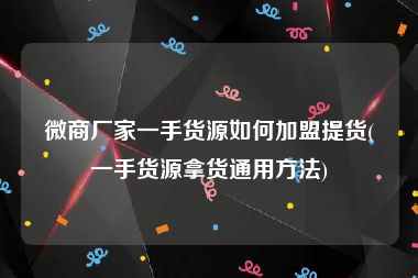 微商厂家一手货源如何加盟提货(一手货源拿货通用方法)