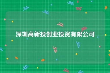 深圳高新投创业投资有限公司