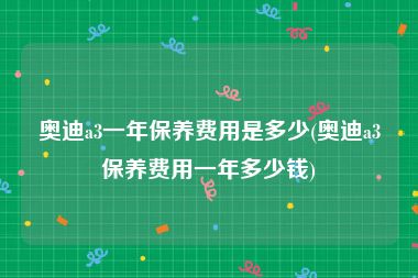 奥迪a3一年保养费用是多少(奥迪a3保养费用一年多少钱)